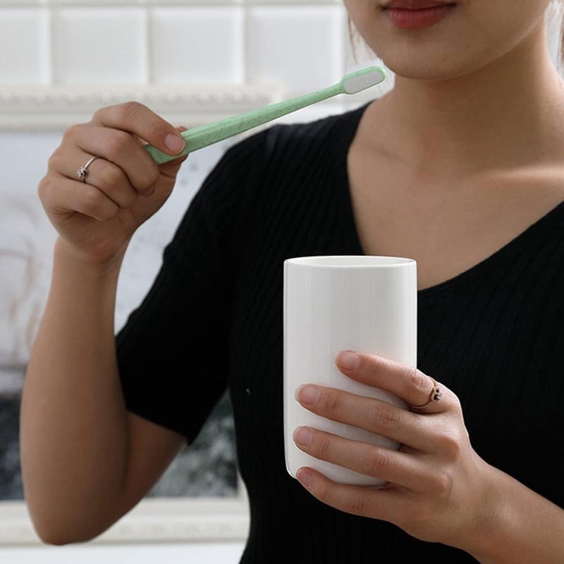 RabyLeo Ceramic mouthwash cup, simple home bathroom wash and brush rack, milk and yogurt breakfast cups. (White-A) - Image 1